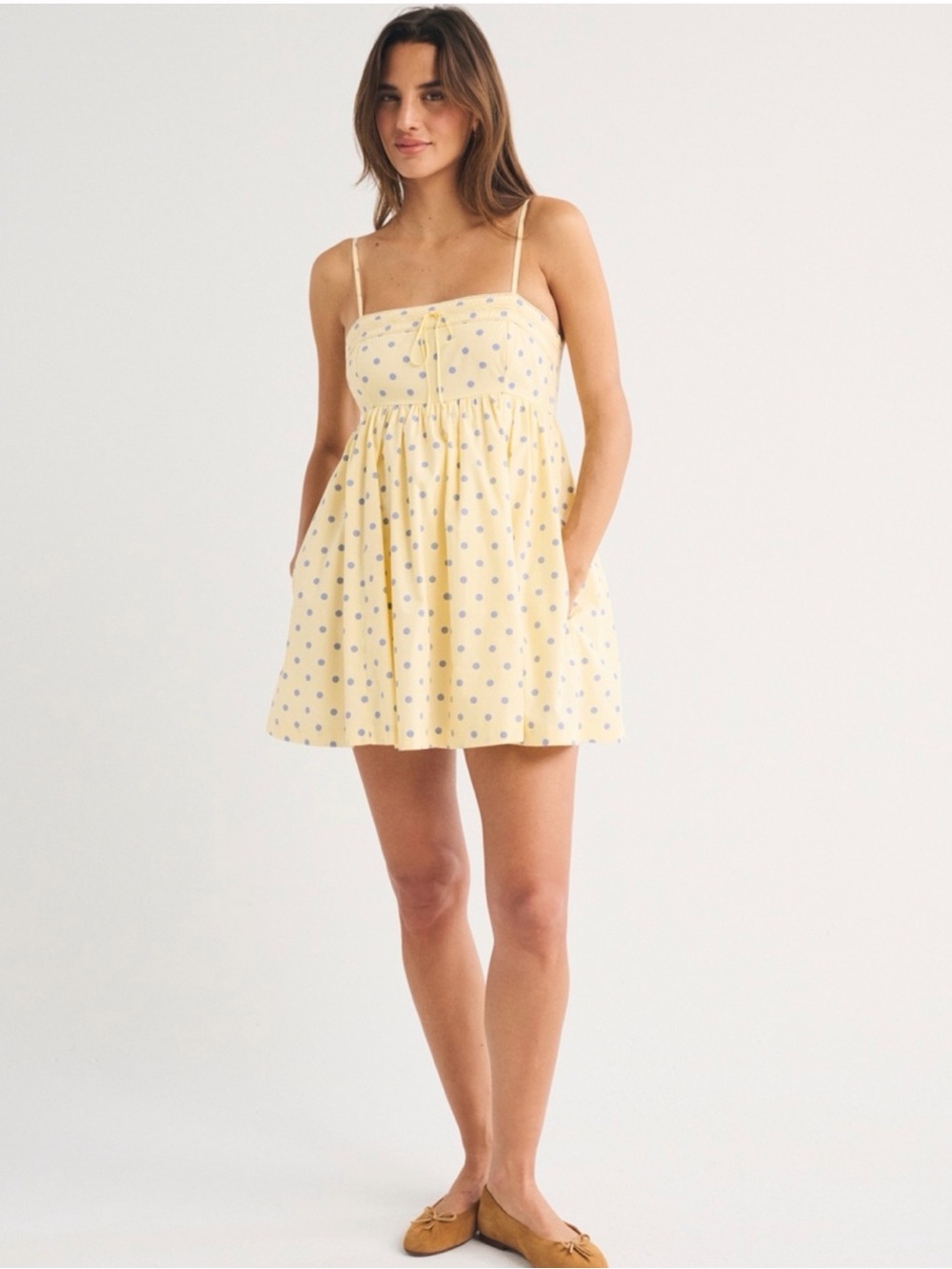 Yellow Polka Dot Spaghetti Strap Sundress - Picture 2 of 6